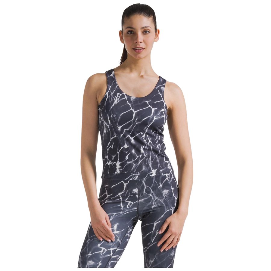 Canotta in microfibra con stampa allover nero da donna Deha | D4205410009